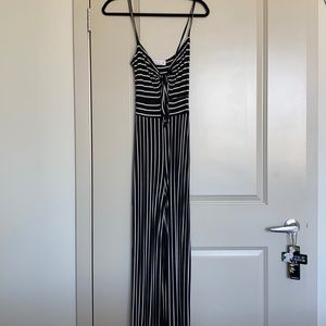 Black pinstripe jumpsuit- S
